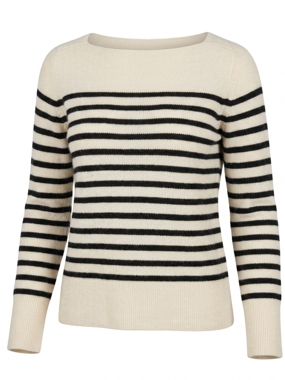 VINCE 100% cashmere Breton nautical sweater striped boat neck fisherman